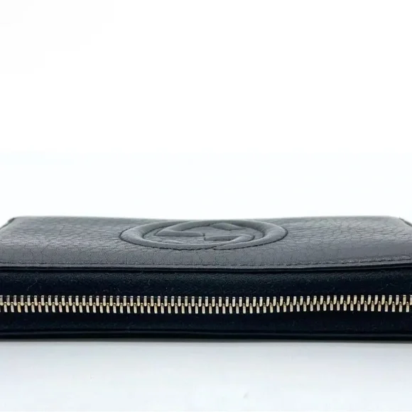 Authentic GUCCI GG Logo Soho Leather Black Long Wallet W/Box - Picture 4 of 16